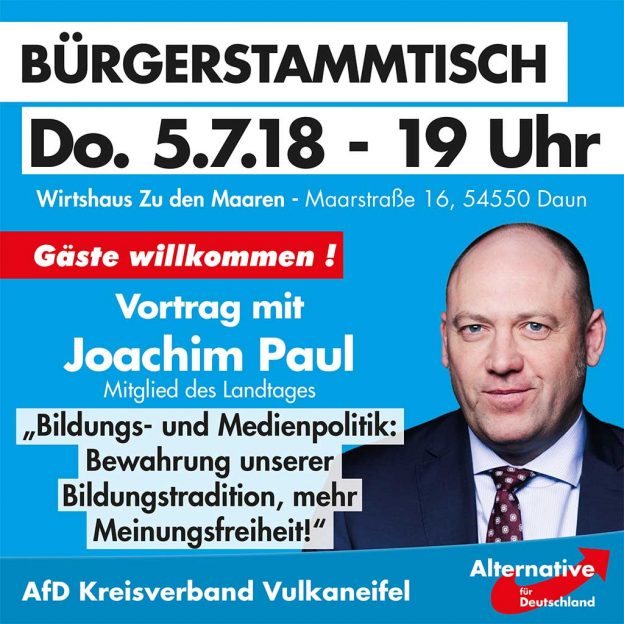 B rgerstammtisch 05 07 2018 AfD Vulkaneifel Daun